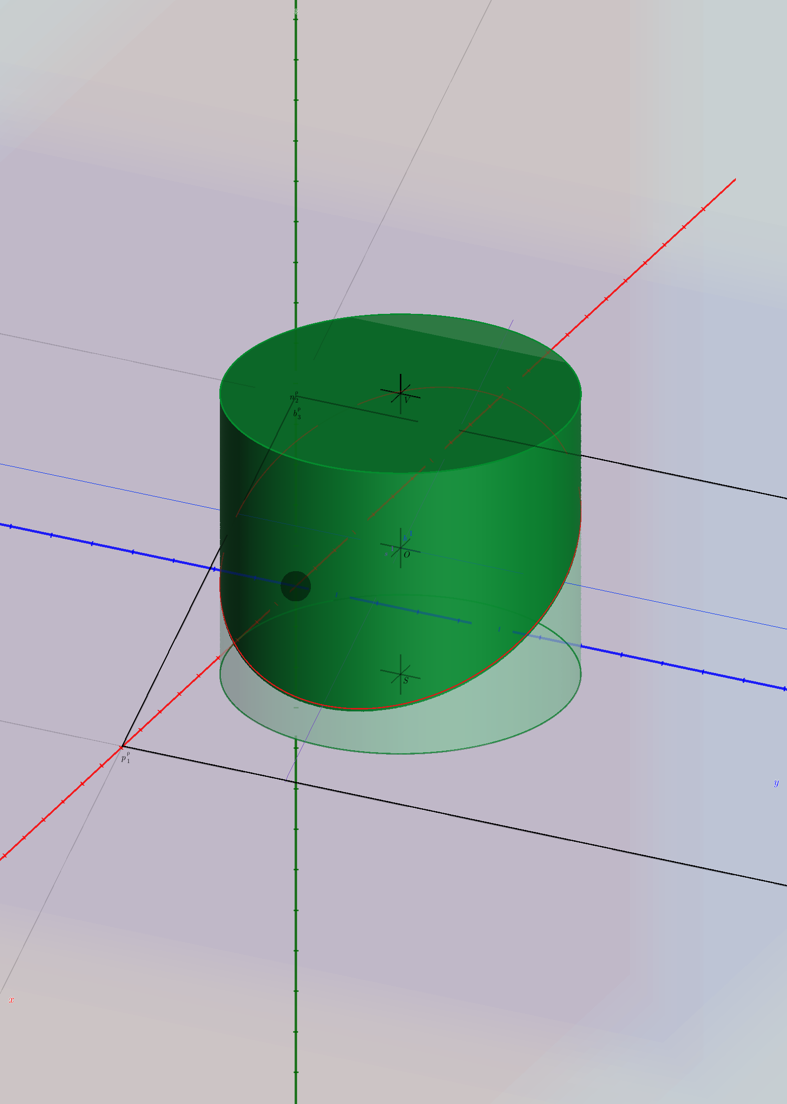 Řez válce v axonometrii (3D náhled)